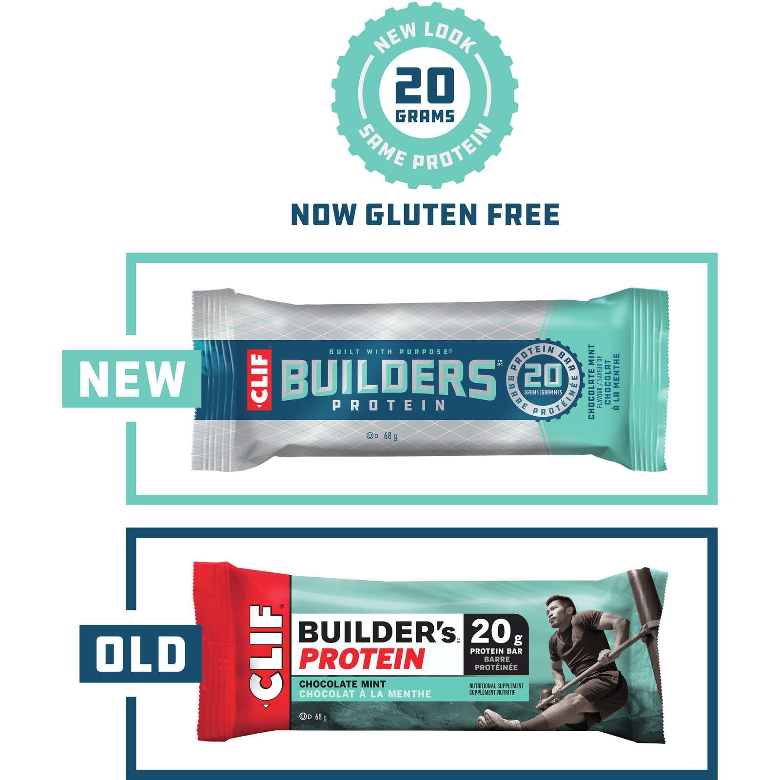 CLIF BUILDERS™  - Protein Bars - Chocolate Mint - (68 Gram Non-GMO Bars, 12 Count)