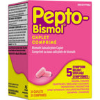 Pepto Bismol Caplets for Nausea, Heartburn, Indigestion, Upset Stomach, and Diarrhea 24 ct