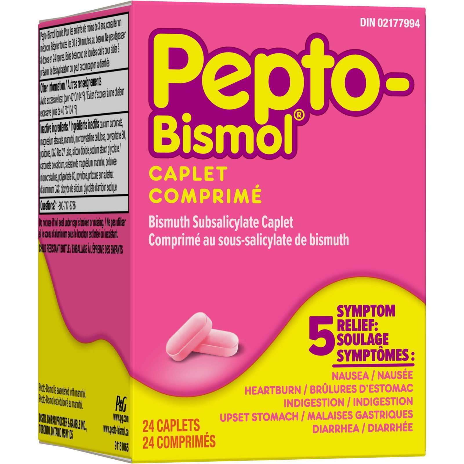 Pepto Bismol Caplets for Nausea, Heartburn, Indigestion, Upset Stomach, and Diarrhea 24 ct