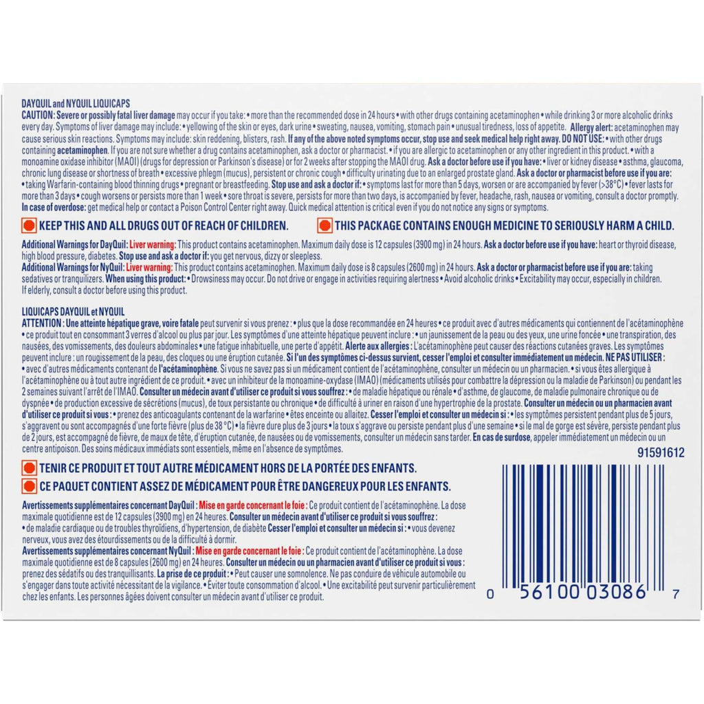 DayQuil Cold & Flu Multi-Symptom Relief Liquid Capsules + Vicks NyQuil Cold & Flu Multi-Symptom Relief Liquid Capsules, Total 24 Count