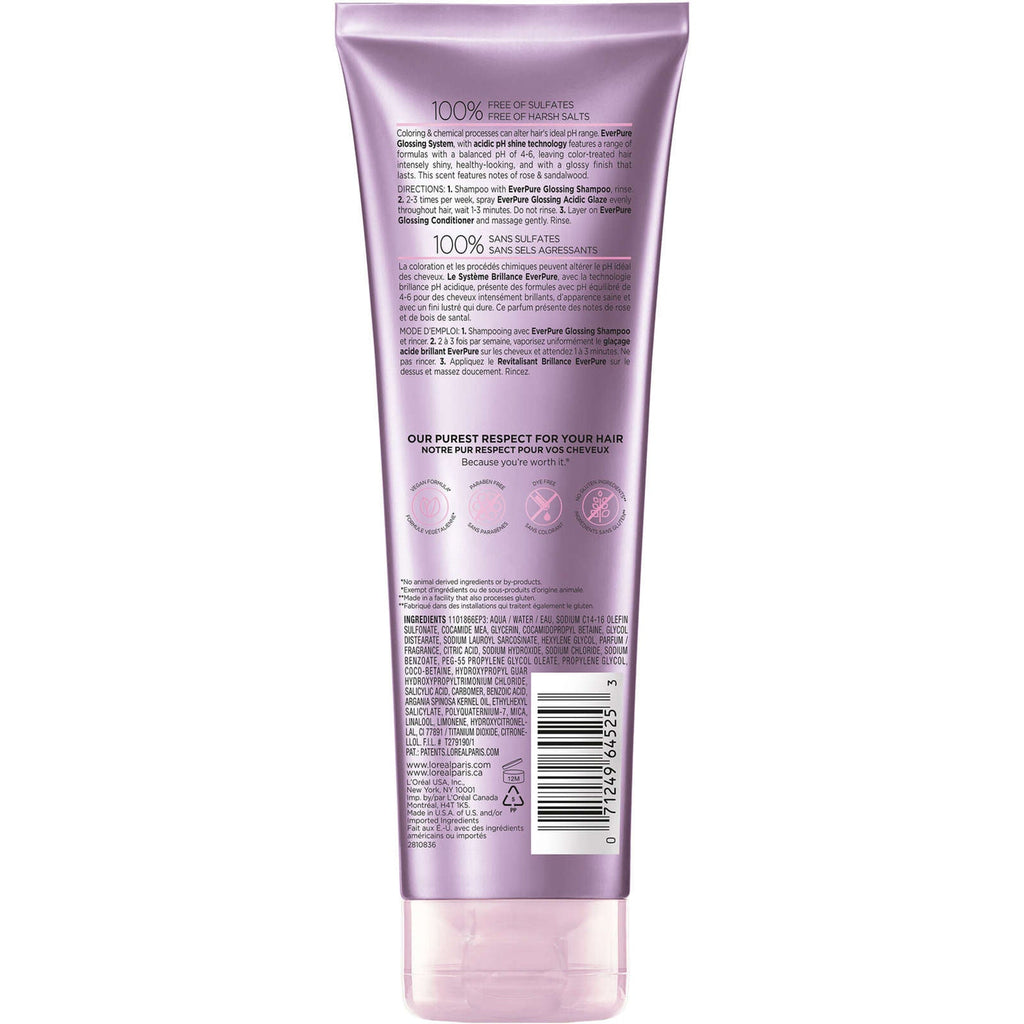 EverPure Glossing Shampoo for Color-treated Hair, Intensifies Shine, pH Balanced, Sulfate-free, Vegan, paraben-free, free of harsh salts, 250ML