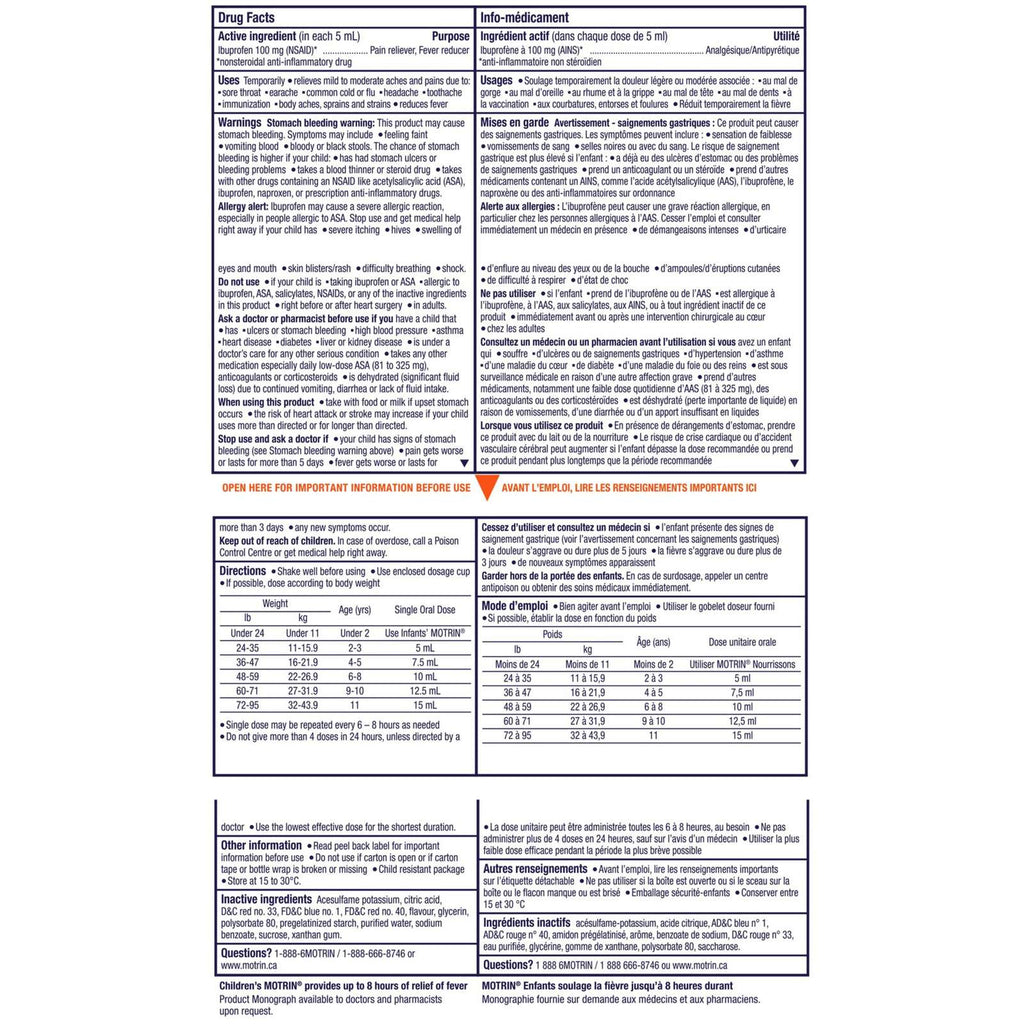 Children's Liquid Pain Relief, Ibuprofen, Grape Flavour