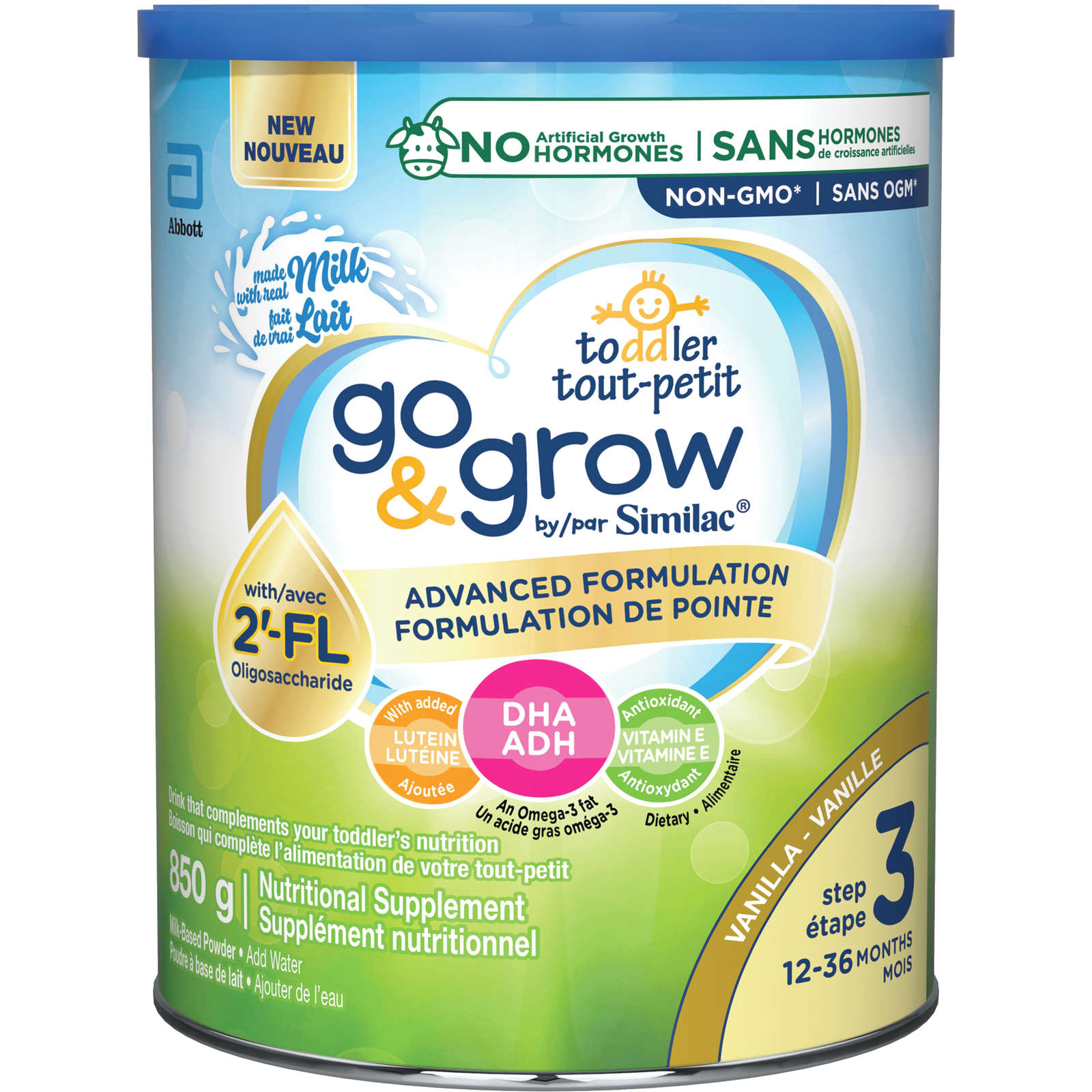 Go & Grow Step 3 Toddler Drink with 2'-FL. Immune Support Innovation: 2'-FL, Powder, 12-36 Months, Vanilla Flavour