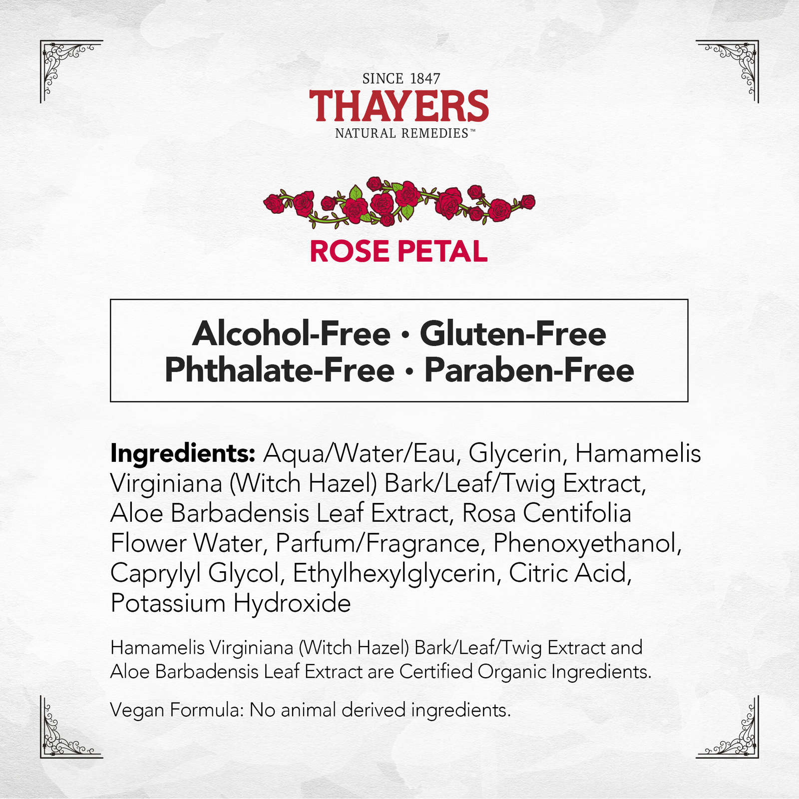 Rose Petal Alcohol-Free Witch Hazel Face Toner with Aloe Vera, Travel Size