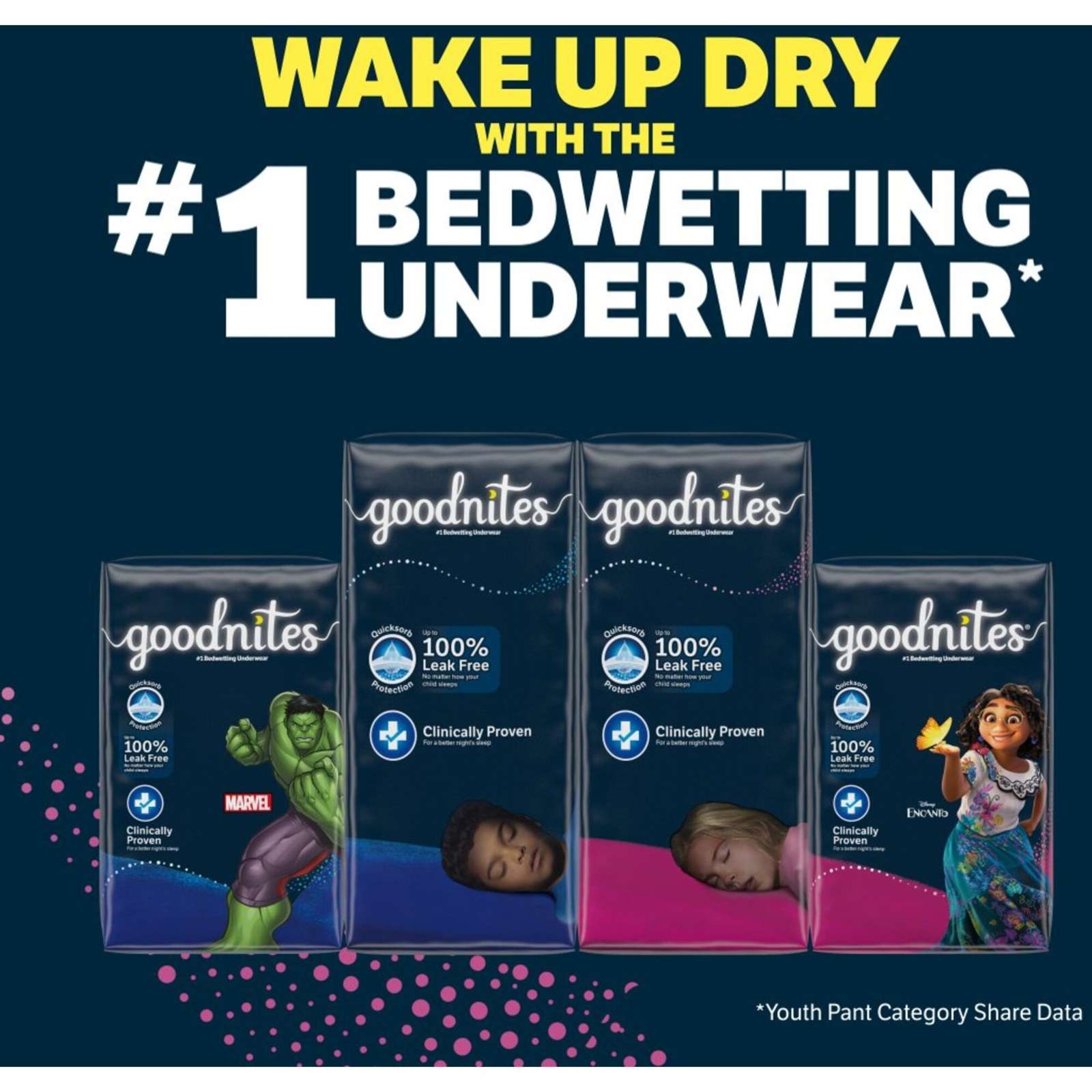 Goodnites Girls' Nighttime Bedwetting Underwear, Size Extra Large (95-140+ lb.), 9 Ct